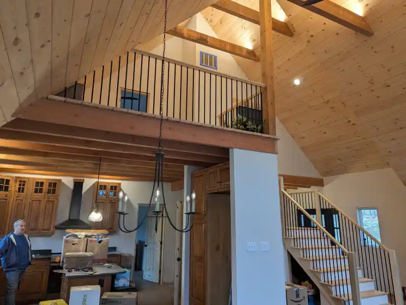 LED lighting upgrades in a rustic cabin renovation in Bucks County, PA.